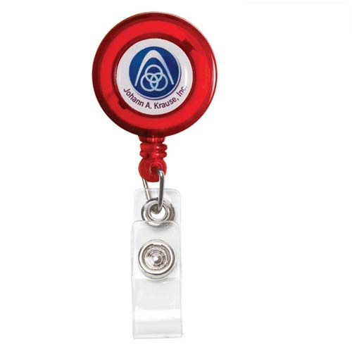 Retractable Badge Reel-4 Color Process Translucent Red
