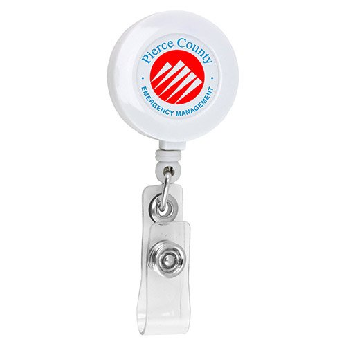 Round Retractable Badge Reel White