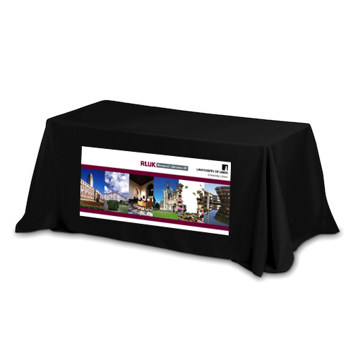Throw Style 3-Sided Table Cover - 8FT (4 Color Process) Black