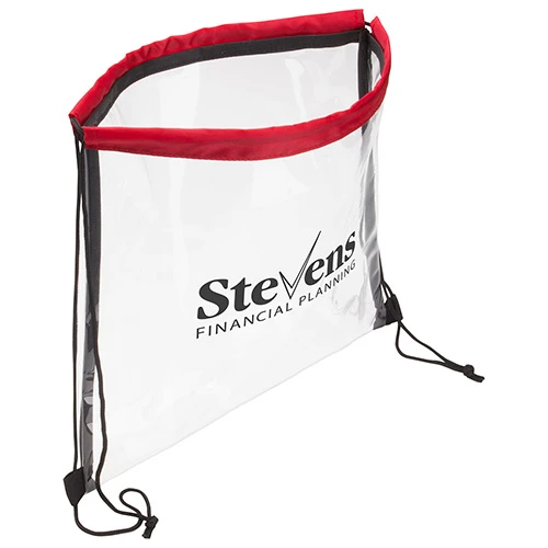 Clear Bag with Drawstring Red