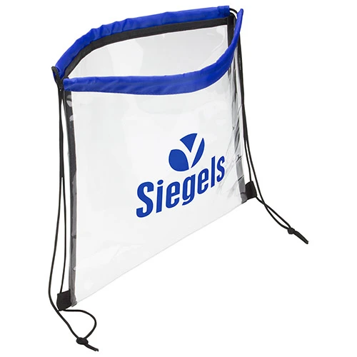 Clear Bag with Drawstring Blue
