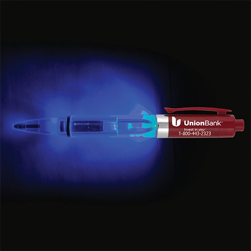 Light Up Pen with Blue LED Light Red