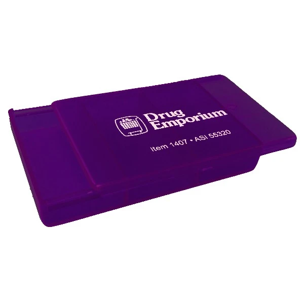 Pill Box with Slide-Top Cover Purple