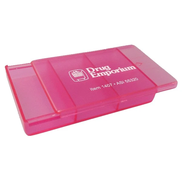 Pill Box with Slide-Top Cover Pink