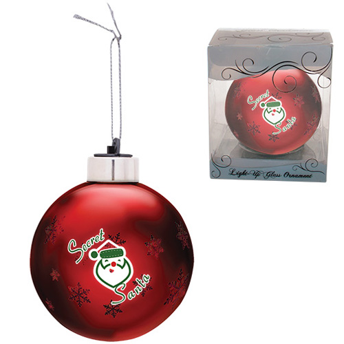 Light-Up Glass Ornament Red