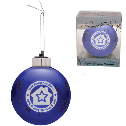 Light-Up Glass Ornament Blue