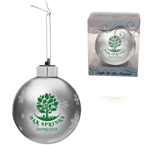 Light-Up Glass Ornament Silver