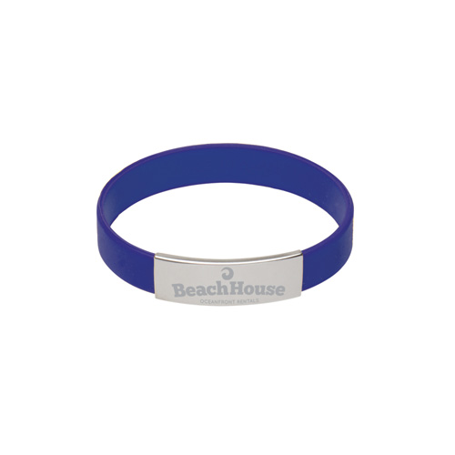 Silicone Bracelet w/Metal Accent Navy Blue