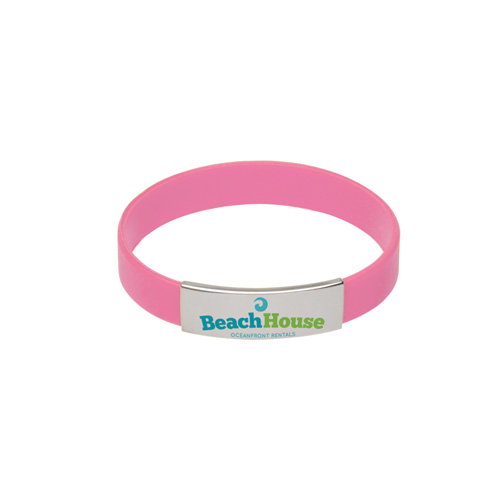 Silicone Bracelet w/Metal Accent Pink