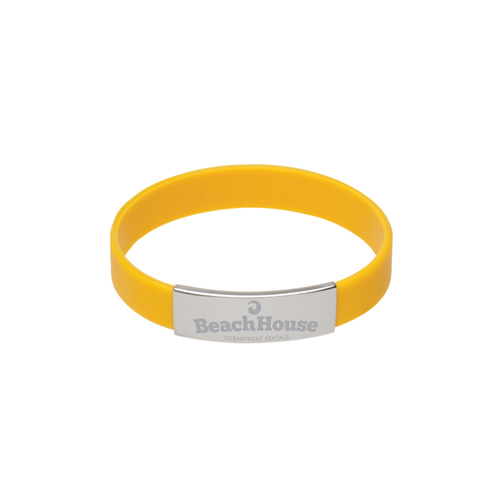 Silicone Bracelet w/Metal Accent Yellow