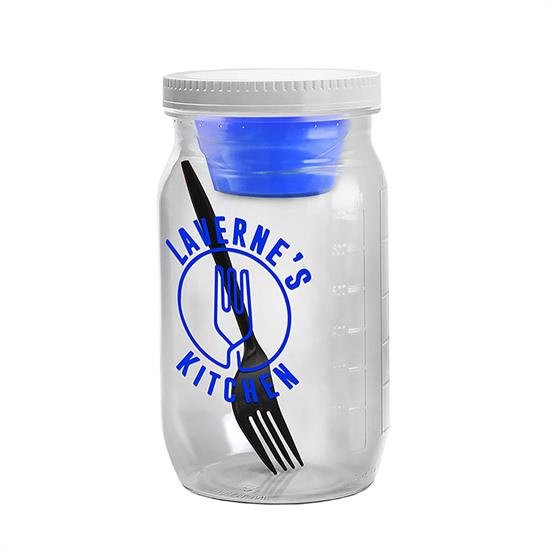 Salad Jar with Dressing Container Blue
