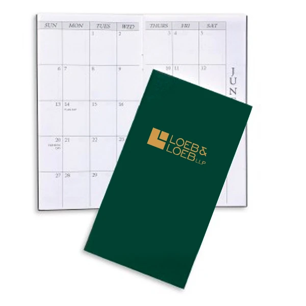 Leatherette Monthly Pocket Planner Green Leatherette