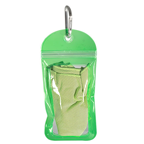 Cooling Towel in Water Resistant Pouch  Lime Green