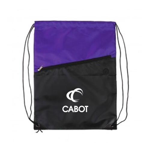 Two-Tone Drawstring Backpack with Zipper 