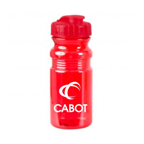 Translucent Sport Bottle w/ Snap Cap - 20oz. Translucent Red
