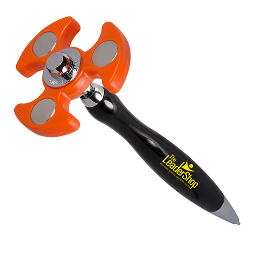 PromoSpinnerTM - Pen  Black Pen W/Orange Spinner