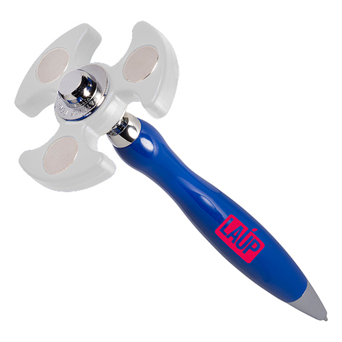 PromoSpinnerTM - Pen  Blue Pen W/White Spinner