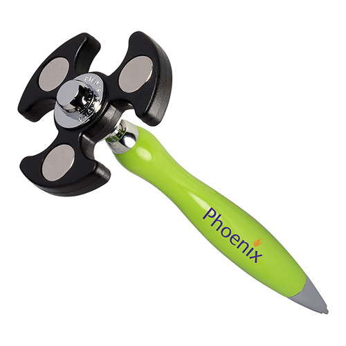 PromoSpinnerTM - Pen  Lime Green Pen W/Black Spinner