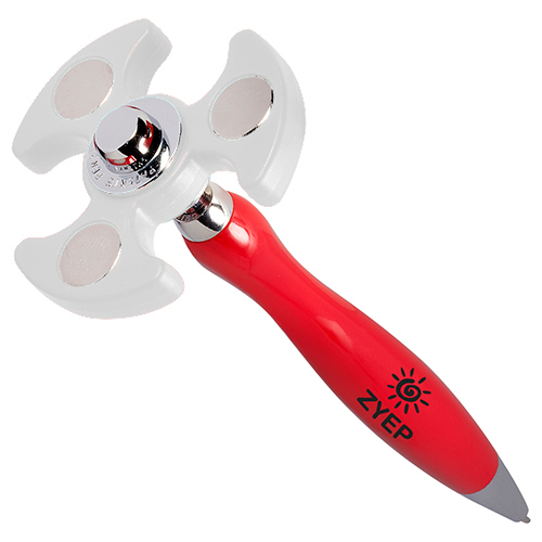 PromoSpinnerTM - Pen  Red Pen W/White Spinner