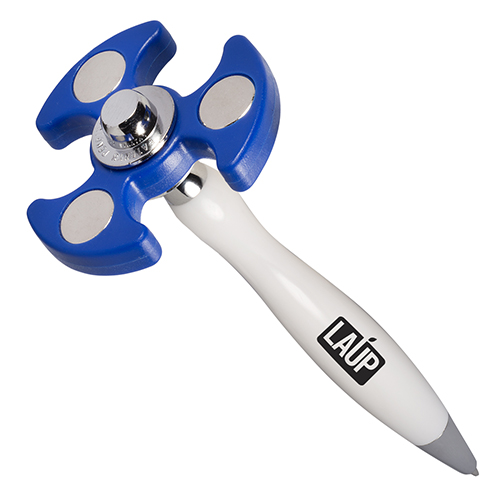 PromoSpinnerTM - Pen  White Pen W/Blue Spinner