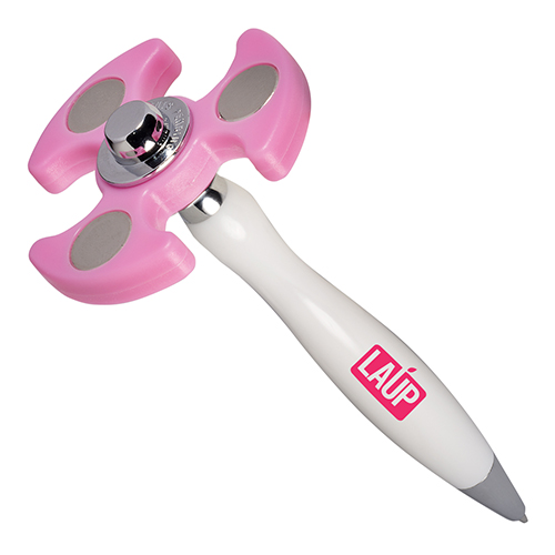 PromoSpinnerTM - Pen  White Pen W/Pink Spinner