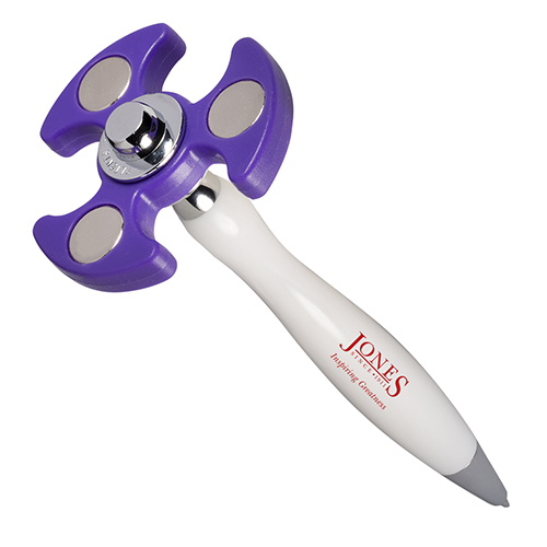 PromoSpinnerTM - Pen  White Pen W/Purple Spinner
