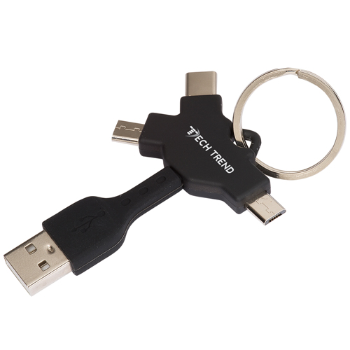 Multi USB Cable Key Chain  Black