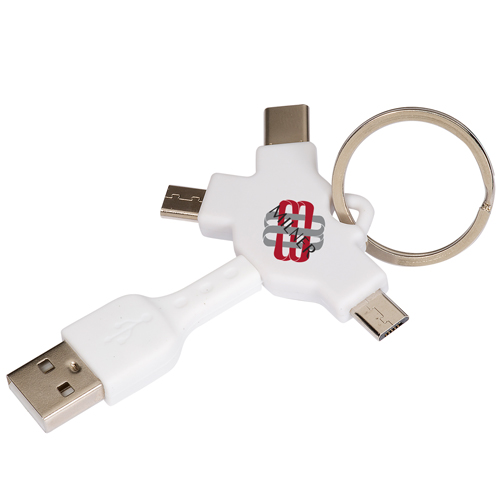 Multi USB Cable Key Chain  White