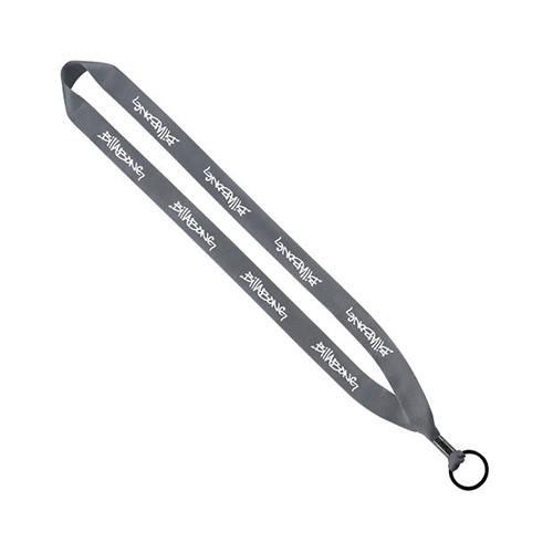 Polyester Lanyard with Metal Crimp & Split-Ring 3/4 Inch Gray