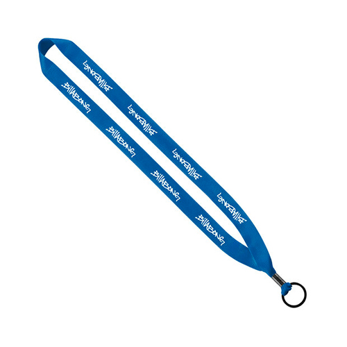 Polyester Lanyard with Metal Crimp & Split-Ring 3/4 Inch Electric Blue