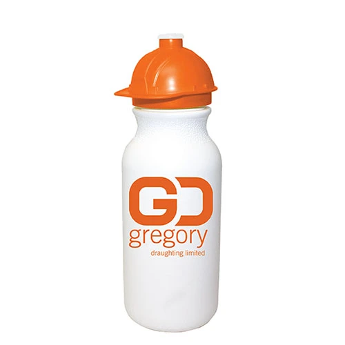 20 oz. Value Cycle Bottle w/ Safety Helmet Push 'n Pull Cap Orange/White