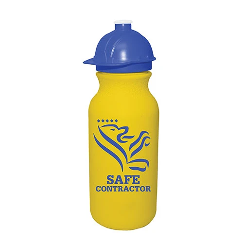 20 oz. Value Cycle Bottle w/ Safety Helmet Push 'n Pull Cap Yellow/Blue