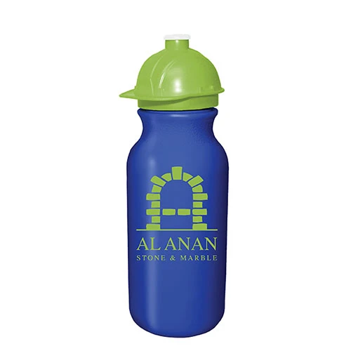 20 oz. Value Cycle Bottle w/ Safety Helmet Push 'n Pull Cap Lime Green/Blue