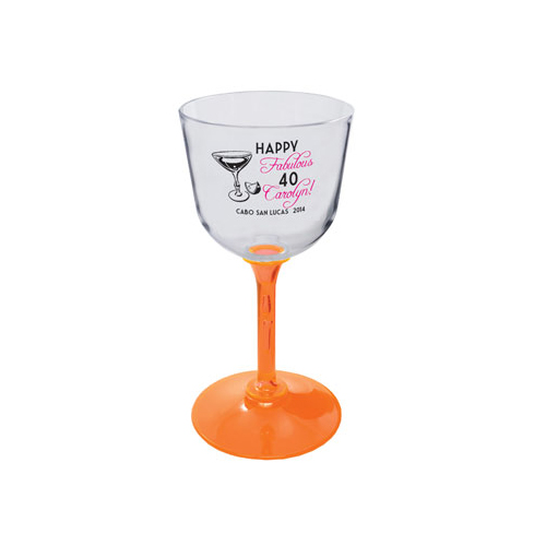 Standard Stem Acrylic Wine Glass - 7oz. Orange