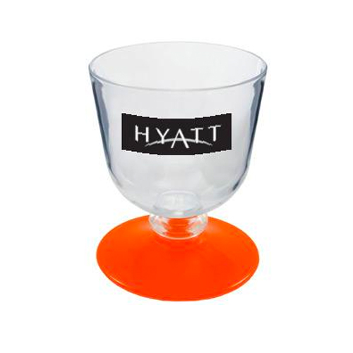 Short Stem Acrylic Custom  Wine Glass - 7oz. Orange
