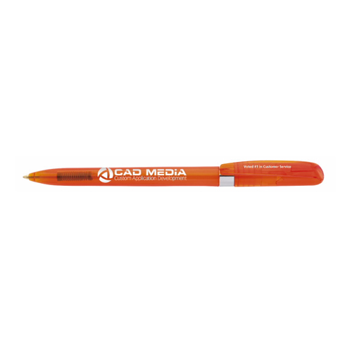 Custom BIC® Pivo® Clear Chrome Pen Orange