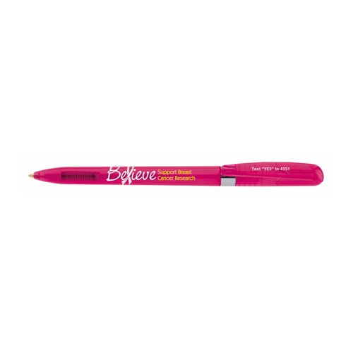Custom BIC® Pivo® Clear Chrome Pen Pink