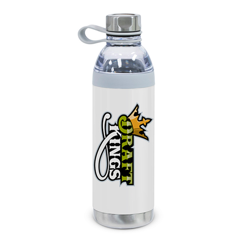 Custom Dual Opening Stainless Steel Water Bottle - 20oz.  White