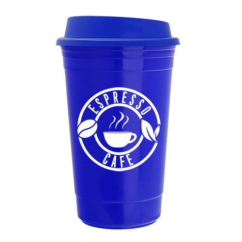 The Traveler - 15 oz. Insulated Cup Blue/Blue Lid