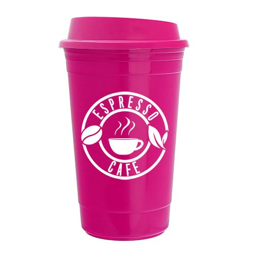 The Traveler - 15 oz. Insulated Cup Pink/Pink Lid