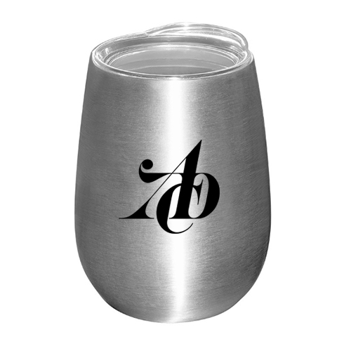 Stemless Vacuum Wine Tumbler with Lid- 10 oz Silver