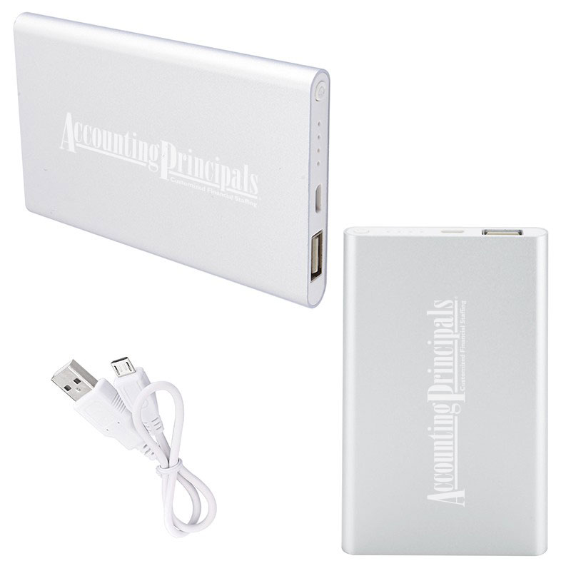 Slim Aluminum Universal Power Bank Charger Silver