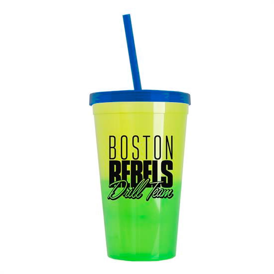 Cool Color Change Straw Tumbler Translucent Blue - Yellow-to-Green
