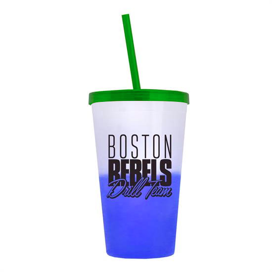 Cool Color Change Straw Tumbler Translucent Green - Frost-to-Blue