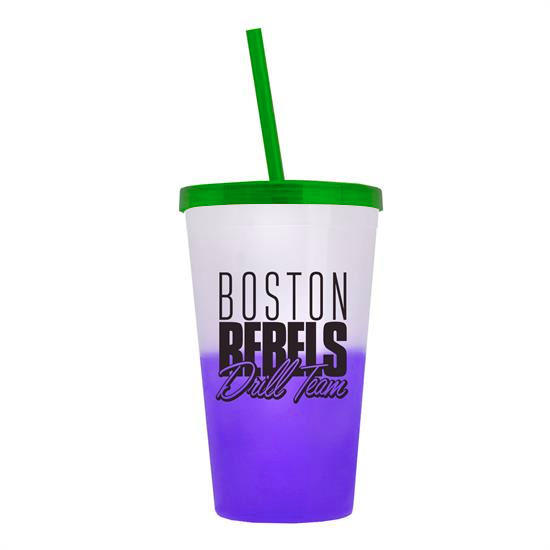 Cool Color Change Straw Tumbler Translucent Green - Frost-to-Violet