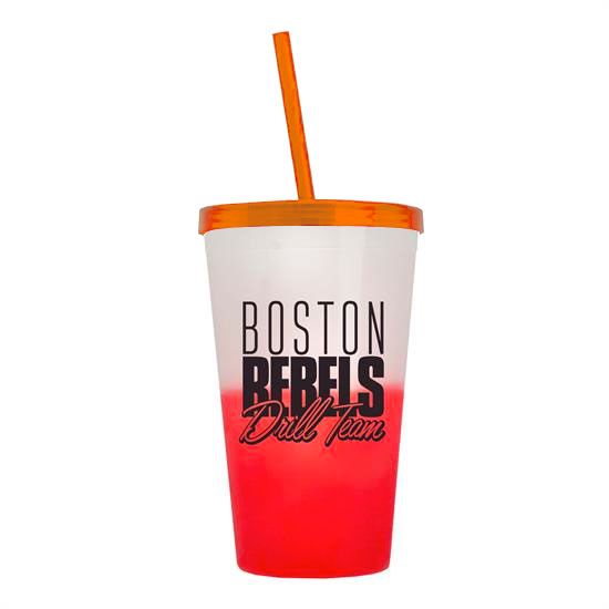 Cool Color Change Straw Tumbler Translucent Orange - Frost-to-Red