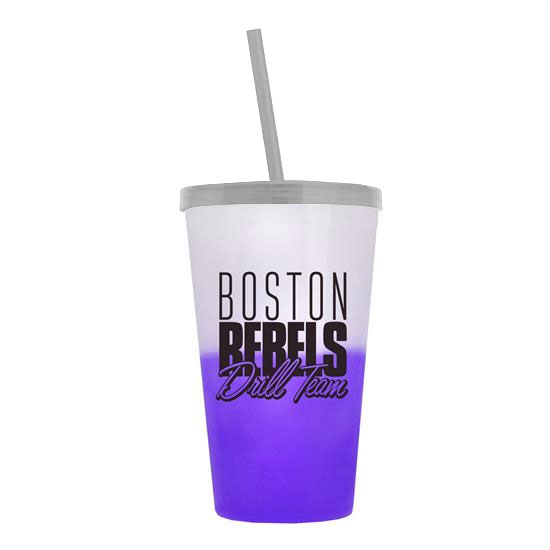 Cool Color Change Straw Tumbler Translucent Smoke - Frost-to-Violet