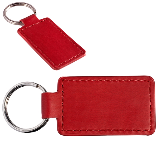 TuscanyTM PU Leather Rectangle Key Ring  Red
