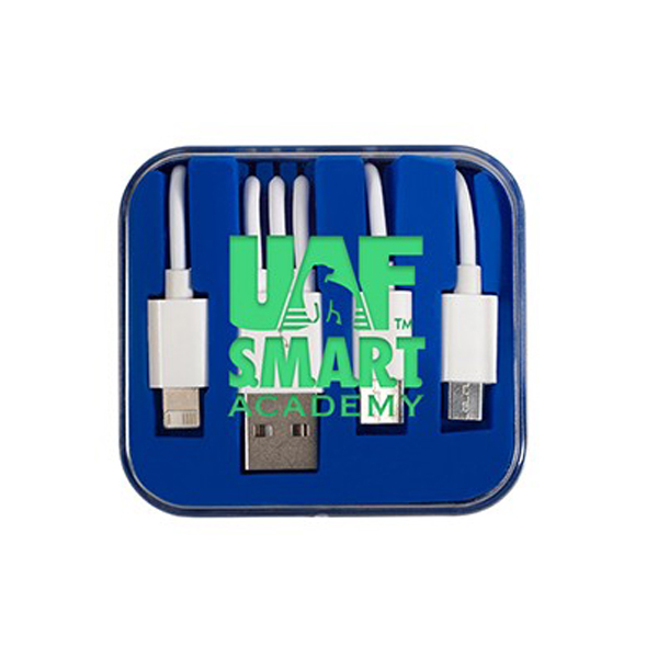 Charging Cable in Square Case-3-In-1   Blue