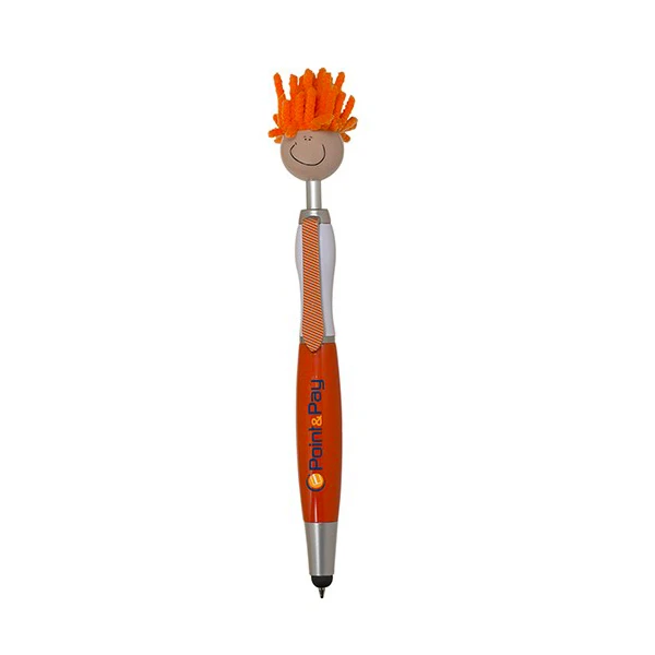 Multicultural Moptoppers® Screen Cleaner with Stylus Pen Orange